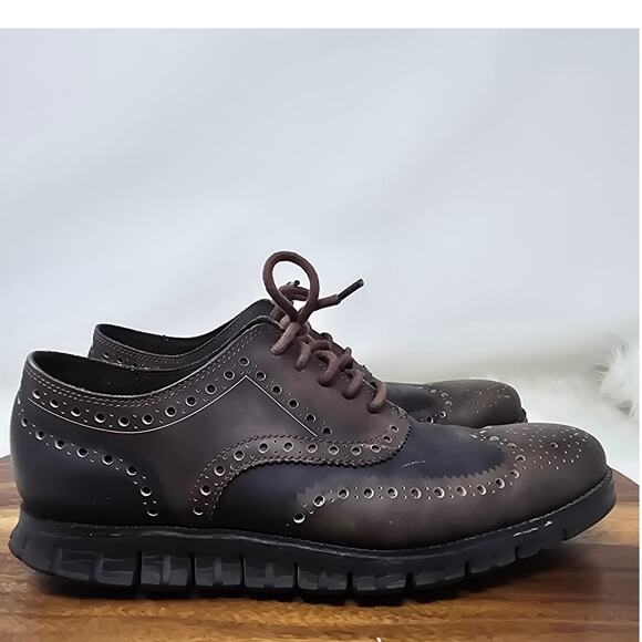 Cole Haan ZeroGrand Brogue Brown Black Design Men's Dress Shoes 8.5 - Picture 5 of 9